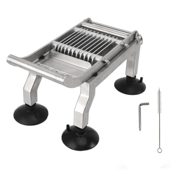 Pemotong Sayuran Komersial Stainless Steel dengan 4 Suction Cup, Irisan 5mm